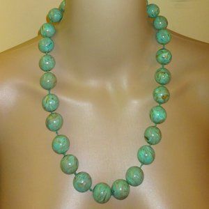 Marble Turquoise/Brown Pearl Necklace